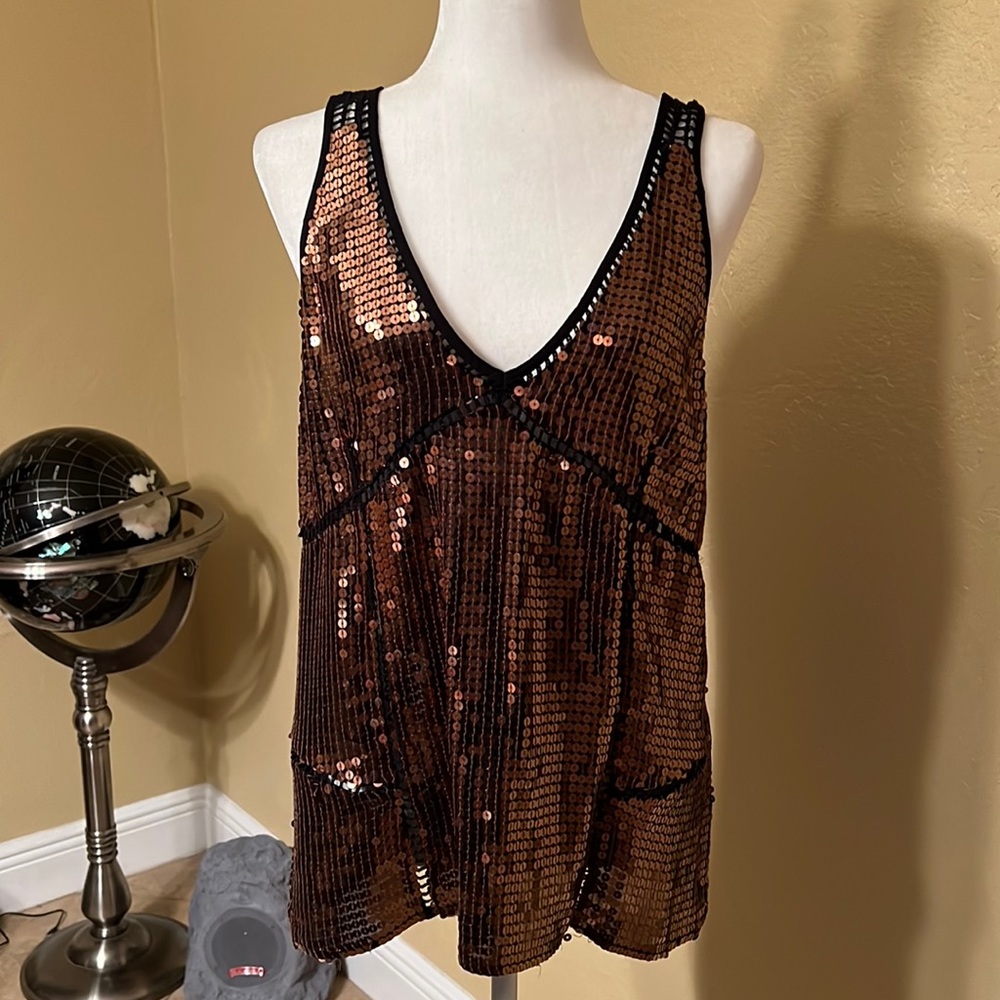 Copper colored sequins top